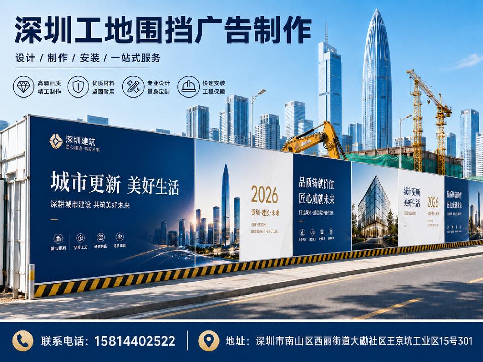 深圳工地圍擋廣告制作廠家 別讓好看的效果圖卡在現場！
